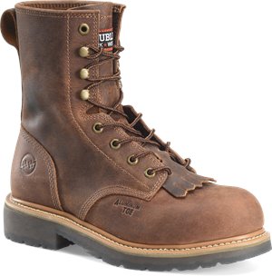 Dark Brown Double H Boot 8IN ROUND TOE LACER 